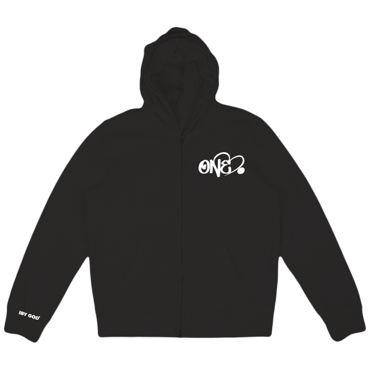 One Love Zip Up Hoodie - Blk